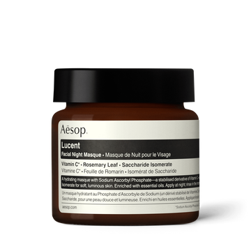 Lucent Facial Night Masque in a glass jar. 